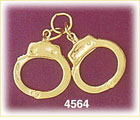14K Yellow Gold Hand Cuffs Police Charm