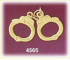 14Kt Yellow Gold Police Hand Cuffs Law Enforcement Charm