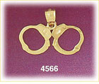 14K Yellow Gold Police Cuffs Law Enforcement Charm