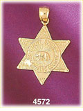 14K Yellow Gold Deputy Sheriff Police Badge Charm