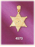 14Kt Yellow Gold Deputy Sheriff Police Badge Charm