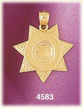 14K Yellow Gold Engraveable Police Badge Charm