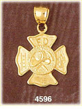 14K Yellow Gold Fire Fighting Fire Department Charm