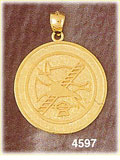 14K Yellow Gold Fire Fighting Medallion Charm