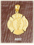 14K Yellow Gold Fire Fighting FD Charm