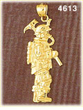 14K Yellow Gold Fireman Fire Fighting Charm