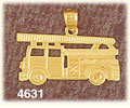 14K Yellow Gold Fire Fighting Fire Truck Charm