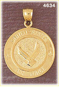 14K Yellow Gold US Air Force Military Charm Pendant