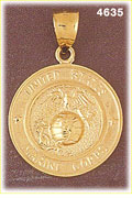 14K Yellow Gold US Marine Military Charm