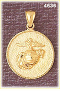 14K Yellow Gold United States Marine Corps Military Charm
