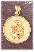 14K Yellow Gold USN Navy Military Charm
