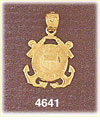 14K Yellow Gold US Coast Guard Armed Forces Charm