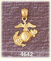 14K Yellow Gold United States Marine Corps Insignia Military Charm