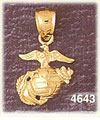 14K Yellow Gold United States Marine Corps Insignia Naval Military Charm