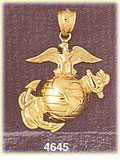 14K Yellow Gold US Marine Corps Eagle Globe & Anchor Charm