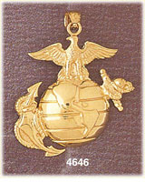 14K Yellow Gold United States Marine Corps Eagle Globe & Anchor Charm