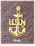 14K Yellow Gold USN Anchor Military Charm