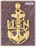 14K Yellow Gold United States Navy Anchor Military Charm