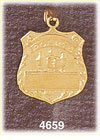 14K Yellow Gold Engraveable Badge Charm