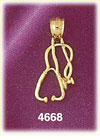 14K Yellow Gold Doctor Stethoscope Medic Charm