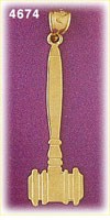 14K Yellow Gold Judiciary Gavel Law Charm