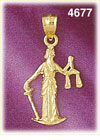 14K Yellow Gold Lady Justice w/Scales & Sword Judiciary Charm