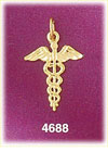 14K Yellow Gold Caduceus Medicine Charm