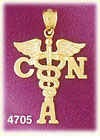 14K Yellow Gold CNA California Nurses Association Caduceus Medic Alert Charm