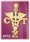 14K Yellow Gold CTM Caduceus Medic Alert Charm