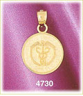 14K Yellow Gold Rod Of Asclepius Medicine Charm