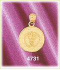 14K Yellow Gold Symbol Of Medicine Rod Of Asclepius Medical Charm