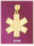 14K Yellow Gold Star Of Life Medic Alert Charm