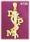 14K Yellow Gold DPM Doctor Of Podiatric Medicine Medic Alert Charm