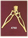 14K Yellow Gold Crutches Medical Tool Charm 3D