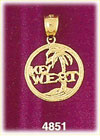 14K Yellow Gold Key West Florida Palm Tree Charm