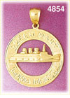 14K Yellow Gold Queen Mary Long Beach California Charm