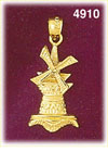 14K Yellow Gold Holland Windmill Charm