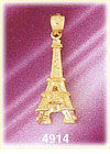14K Yellow Gold 3D French Eiffel Tower Charm
