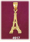 14K Yellow Gold 3D French Eiffel Tower Paris France Charm
