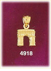 14K Yellow Gold Arc De Triomphe France Charm 3D