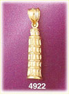 14K Yellow Gold Leaning Tower Of Pisa Italian Charm 3D