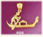 14K Yellow Gold Venetian Gondola Italy Charm 3D