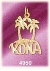14K Yellow Gold Palm Tree Kona Hawaii Charm