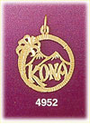 14K Yellow Gold Kona Hawaii Palm Trees & Mountain Tropical Charm