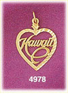 14K Yellow Gold Hawaii Heart Hawaiian Charm
