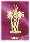 14K Yellow Gold Jamaica Palm Trees Charm