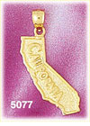 14K Yellow Gold California The Golden State Map Charm