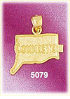 14K Yellow Gold Connecticut The Constitution State Map Charm