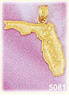 14K Yellow Gold Florida The Sunshine State Map Charm