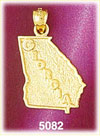 14K Yellow Gold Georgia The Peach State Map Charm